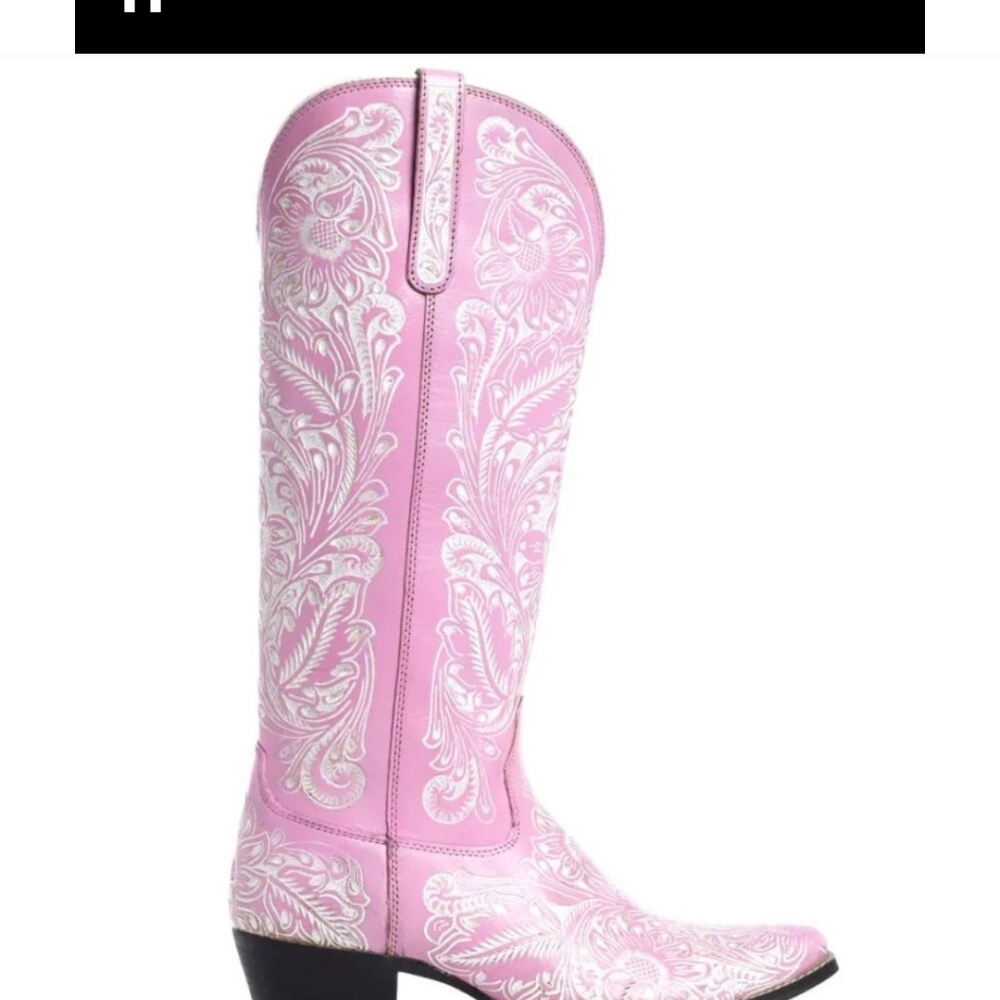 Myra Bag Pink and White Embroidered Heeled Boots